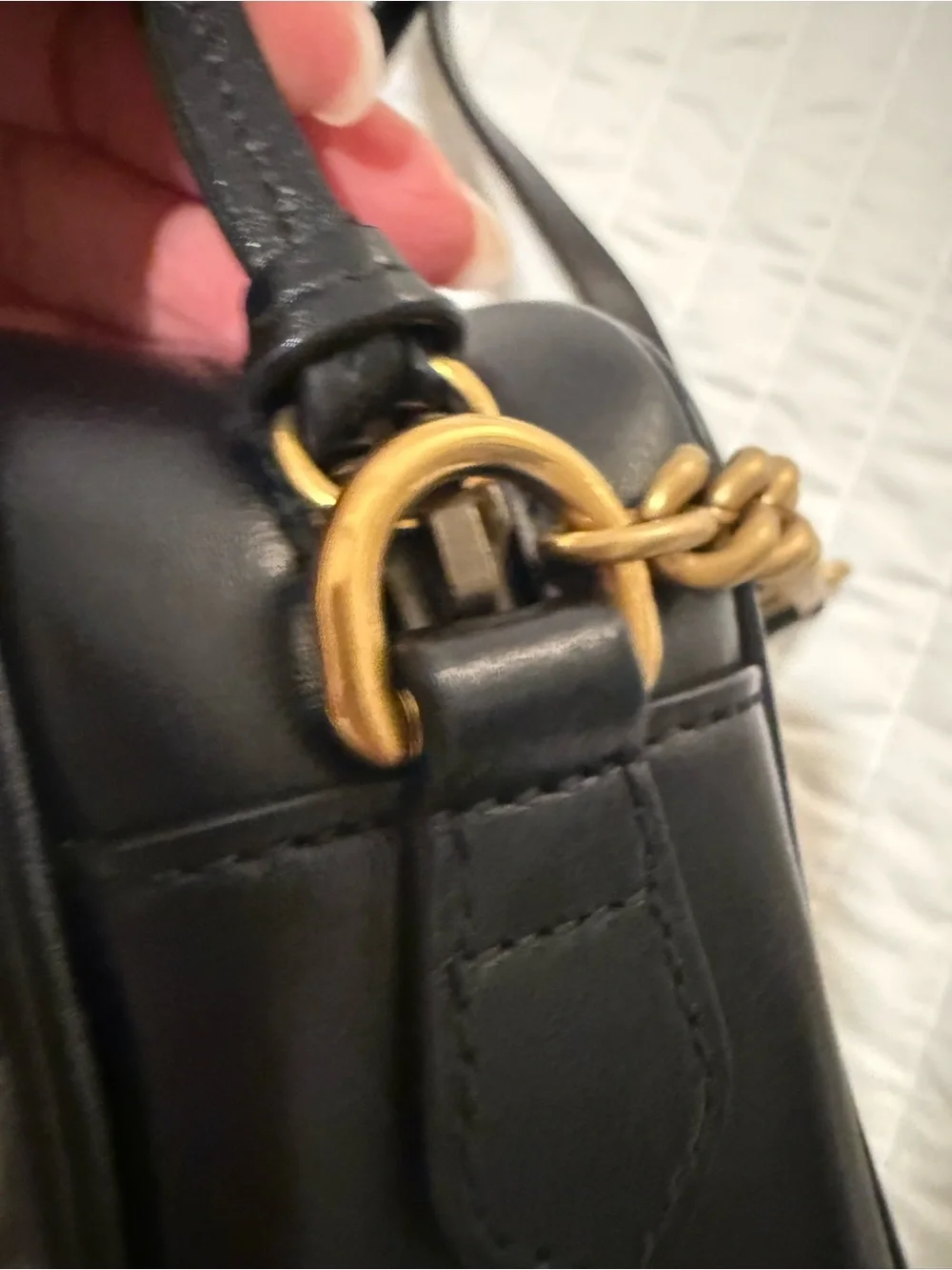 Gucci Black Chevron GG Marmont Crossbody Bag